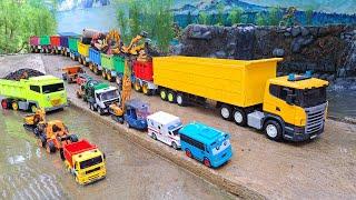 Mobil Truk Tronton Panjang Bongkar Mobil Mobilan Truk Pemadam, Crane, Dump Truck, Truk Molen, Tayo