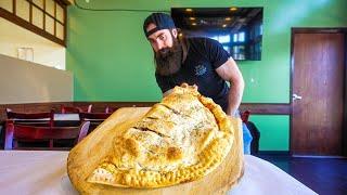 "THERE'S NO WAY"...BARTENDER DOUBTS I CAN FINISH THIS GIANT PANZAROTTI CHALLENGE | BeardMeatsFood