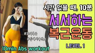 시간없을 때 유산소와 함께하는 11자 복근운동 - 손목통증 X (10min Abs + whole body workout / Level 1)