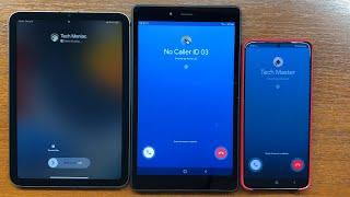 iPad Mini 6 2021 vs Samsung Tab A 8.0 2019 vs Samsung S20U Google Duo Meet App Voice Incoming Calls