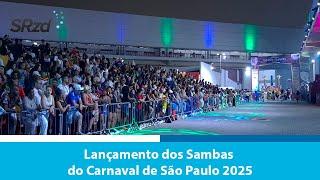 CAMISA VERDE E BRANCO no lançamento dos sambas do Carnaval de São Paulo 2025