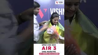 Uma Harathi UPSC CSE 2022 AIR 3 at Vishnu IAS Academy