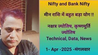 Nifty, Bank Nifty, Prediction by Financial / KP Astrology, technical, data, news for date- 1 Apr