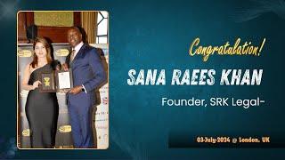 Ms. Sana Raees Khan Asia Business Conclave & Awards 03-July-2024 @ London, UK