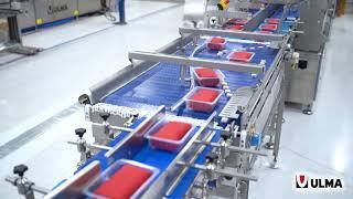 Meat products packaging in ULMA TSA 1200 XL D traysealer in MAP