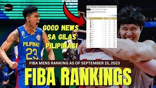 FIBA RANKINGS INILABAS NA! | GILAS PILIPINAS UMANGAT | FIBA MENS RANKING AS OF SEPTEMBER 15, 2023