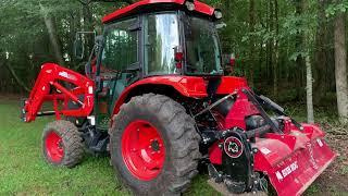 Kioti NS 6010 working a BushHog RT72G tiller on a soybean and cowpea plot