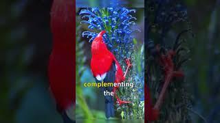 Rare Beauty: A Bird With Red Colored Bill: Hawaiian Honeycreeper :The 'I'iwi #birdwatching #rarebird