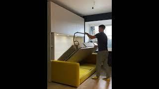 Горизонтальная шкаф-кровать трансформер с диваном
