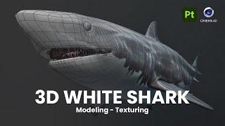 White Shark 3D Modeling [TimeLapse] - Cinema 4D #c4d #3dmodeling #texturing #cinema4d #3dart