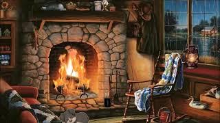 ASMR Warm & Cozy Cabin w/Cute Puppy - RAIN Crackling Fireplace - Relax, Read, Sleep #ASMR #CozyCabin