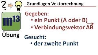 Punkt und Verbindungsvektor gegeben, zweiter Punkt gesucht | Vektorrechnung