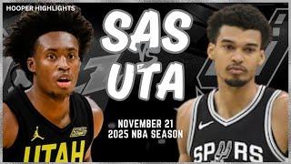 San Antonio Spurs vs Utah Jazz Full Game Highlights | Nov 21 | 2025 NBA Season