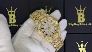 Custom Hip Hop Watch | Octagon Style in Gold | Bling Bling Lab Diamonds WACZ116G