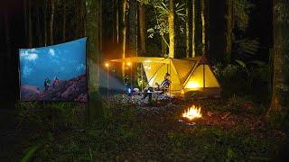 Nonton Layar Tancap Di Tengah Hutan Sendirian, Camping Asyik Nan Estetik