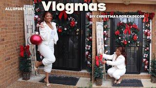 VLOGMAS EP 5 Transforming My Front Porch for Christmas! DIY Dollar Tree Wreath + Viral Garland Hack