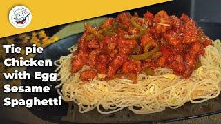 Tie Pie Chicken | Tie Pie Chicken With Egg Sesame Spaghetti | With secret ingredients #withvoiceover