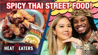 INSANELY Spicy Thai Street Food! Boat Noodles + Chicken Wings with Denzel Curry | Heat Eaters