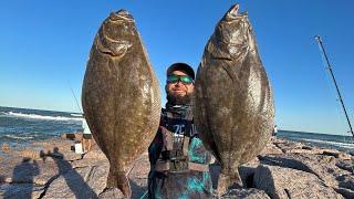 Jetty FLOUNDER Fishing! my last FISH limit before the Texas Flouder Fishery is CLOSED