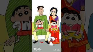 Nohara Family at Indian Wedding|#sinchan#cartoon#glowup #transformation #digitalart #shorts