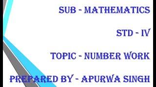 Standard:IV  , Subject:Maths , Topic:Number Work-Ascending & Descending order