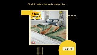 Biophilic Nature Inspired Area Rug Serene Calming Terra-Cotta Sage Beige Abstract Art Durable Hom...