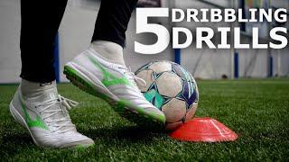 5 Close Control Dribbling Drills For Footballers | Improve Your DRIBBLING in Small Spaces