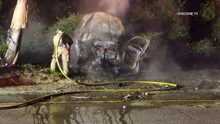 Fatal Fiery Crash Cuts Car in Half