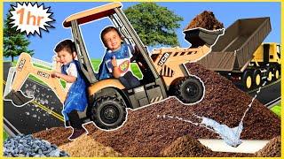Construction truck compilation with kids toy excavator, dump truck, digger. educational | Super Krew