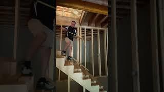 Home Builder, Chad Collins, examines the required headroom heights in new construction staircases.