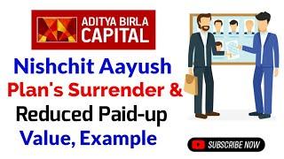 Aditya birla sun life nishchit aayush plan | surrender value | reduced paid up benefit | absli