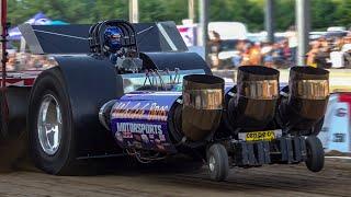 Extreme Horsepower Beasts beat up the dirt In Goshen, IN. Tractor Pulling Elkhart County Fair 2024.