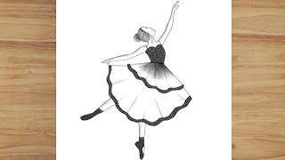 How to draw a girl dancing | girl beautiful dress drawing | girl easy drawing