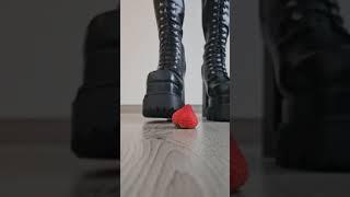 BONUS - High Leather Boots on platforms crush Strawberries