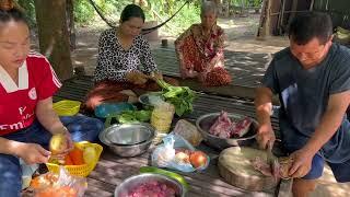 Beef bone noodles soup at my mother's house in Palang Village