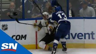 Golden Knights’ Ryan Carpenter Left Woozy After Hard Hit By Cedric Paquette