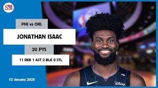 JONATHAN ISAAC 20 PTS vs PHI 12 Jan 24-25 ORL Highlights