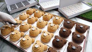 Great difficulty skill! Teddy bear Cookie Choux master / korean street food