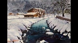 Watercolour tutorial - Winter Serenity by the Stream