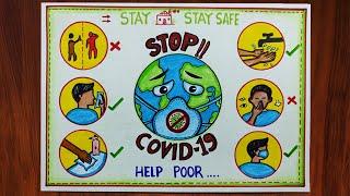 Drawing Coronavirus Awareness/ Safety Poster. COVID-19 Precautions Poster Drawing.