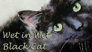 How to Paint a Wet in Wet Loose Black Cat  - Watercolor 4 Beginners - Celebrate milestones with me!