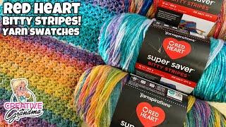 New Red Heart Bitty Stripes Yarn Swatches!  You Need To See These! #redheartyarn