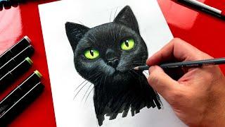 How To Draw A Realistic Black Cat - Advanced