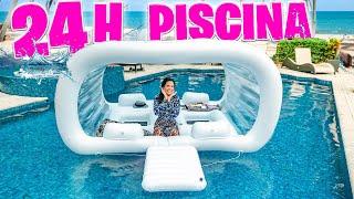 24 HORAS EN LA PISCINA con CASA FLOTANTE  ACAMPANDO EN LA ALBERCA  El Mundo de Camila