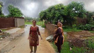 Heavy Rain In The Village of Pakistan | Village Life In Rain