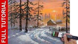 LIVE - Landscape Painting Tutorial / Winter Sunset / Acrylics / JMLisondra