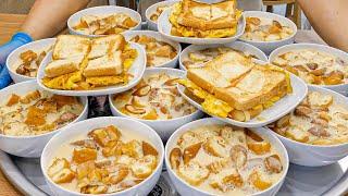 Amazing! Korean popular snack ham, cheese, egg toast, soybean soup - Korean street food