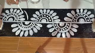 Very easy border alpona rangoli design /Mukesh arts