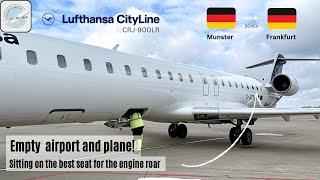 (4K) TRIPREPORT | flying on the pocket rocket! | Lufthansa CityLine CRJ-900 | FMO-FRA | last row |