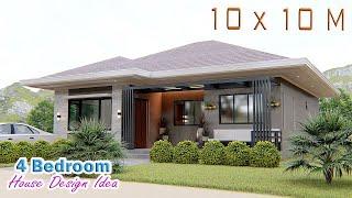 SMALL HOUSE DESIGN | 10 X 10 Meters (32.8 ft x 32.8 ft.) | 4 Bedroom House